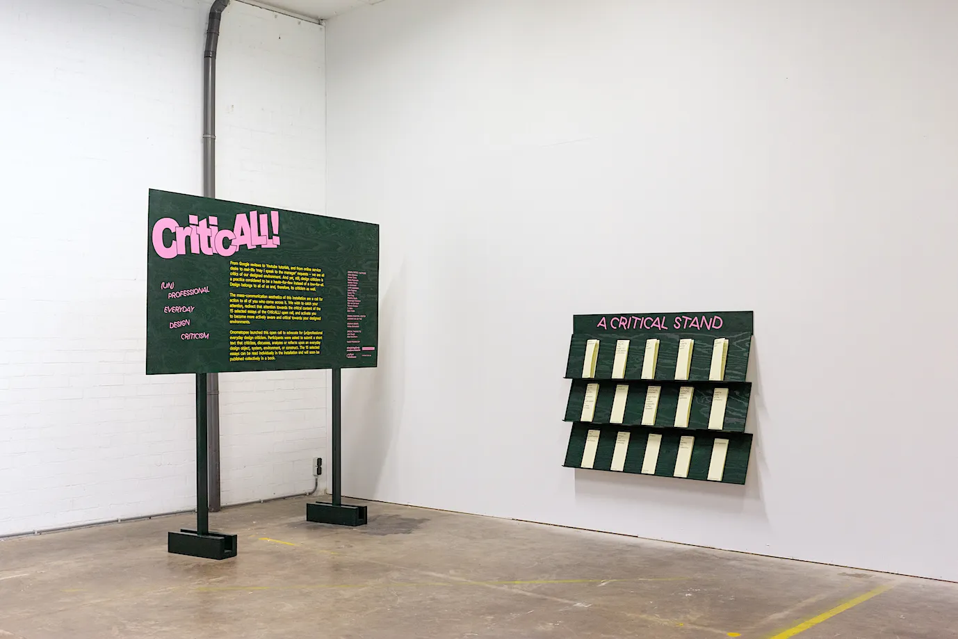 CriticALL!–(un)professional everyday design criticism installation view. Courtesy of Onomatopee. 